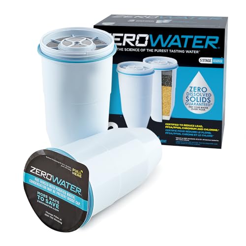ZeroWater 2-Pack Replacement Water Filters Removes PFOA/PFOS & Lead