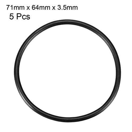 uxcell Nitrile Rubber O-Rings 71mm OD 64mm ID 3.5mm Width, Metric Sealing Gasket, Pack of 5