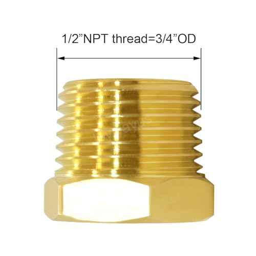 Joywayus 1/2" NPT Male Pipe Plug Outer Hex Head Plug Brass Pipe Fitting(Pack of 3)