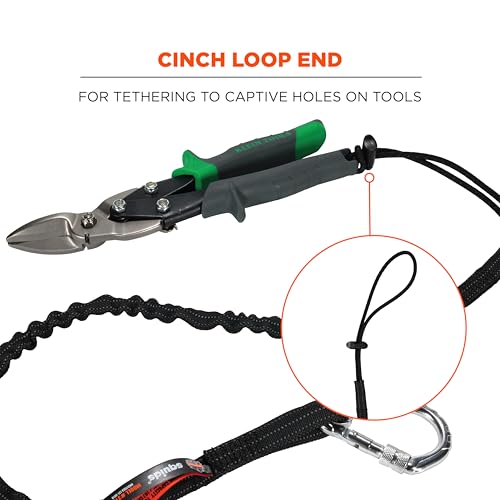 Ergodyne - 19002 Squids 3100 Tool Lanyard with Single Carabiner and Adjustable Loop End, Standard Length, Black