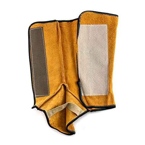 QWORK Fireproof Shoe Leg Cover Leather for Welding Welder Work Boot Protectors, Welding Safety Boot Covers, Leg Guards Gaiters, Men and Women