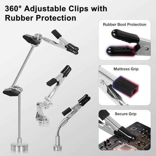 NOEVSBIG Helping Hands Soldering Station, 6 Flexible Arms & Heavy-Duty Base Magnetic Helping Hands Soldering, Third Hand Soldering Tool PCB Holder Helping Hands for Soldering Crafts Jewelry Hobby