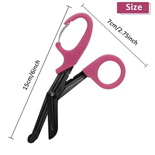 2 Pack Trauma Shears, 5.8 Inch Stainless Steel Medical Scissors, Bandage Scissors with Carabiner, Nursing Scissors Surgical Scissors for Nurses, Doctors, Nursing Students, EMT and EMS(Black+Burgundy)