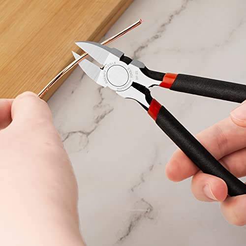 BOENFU 6 Inch Heavy Duty Flush Cut Wire Cutters with Black Handle - Snips & Side Cutters