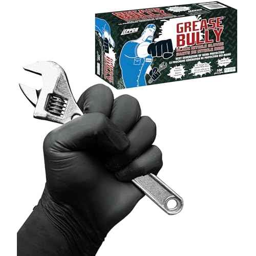 EPPCO Grease Bully 6-Mil Black Nitrile Gloves Disposable Powder Free, Latex Free Textured Superior Grip Glove for Mechanics