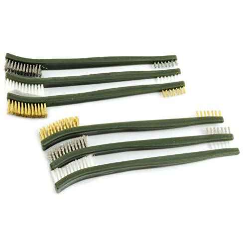 6-Pack Double-Ended Cleaning Brushes (2PCS Stainless Steel Wire Brushes + 2PCS Brass Wire Brushes + 2PCS Nylon Brushes)