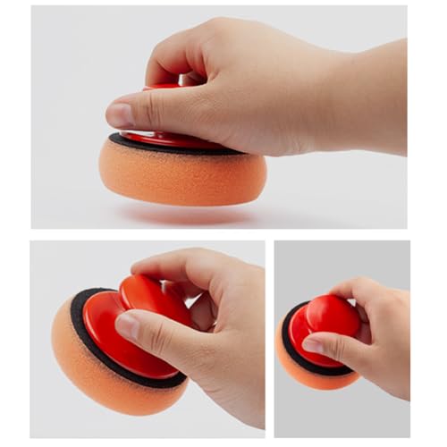 3pcs Polishing Tool Buffing Sponge Pads Waxing Pad with Handle Microfiber Wax Applicator Foam Applicator Pad Wax Applicator Pads for Cars Car Sponge Pads Manual Backplane
