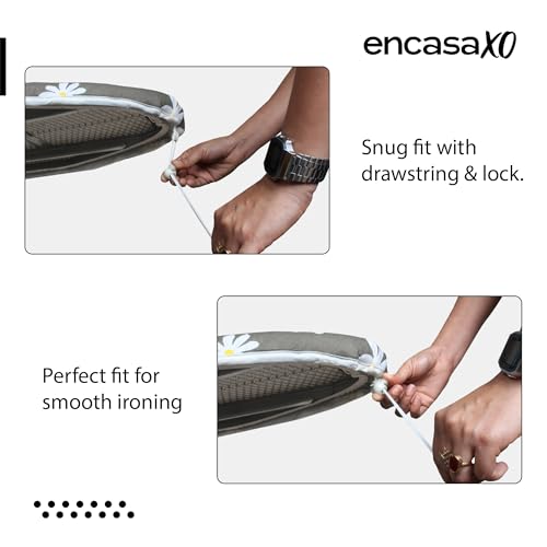 Encasa XO 49x18 inch Ironing Board Cover & Pad – Grey Tiles, Thick 3mm Felt