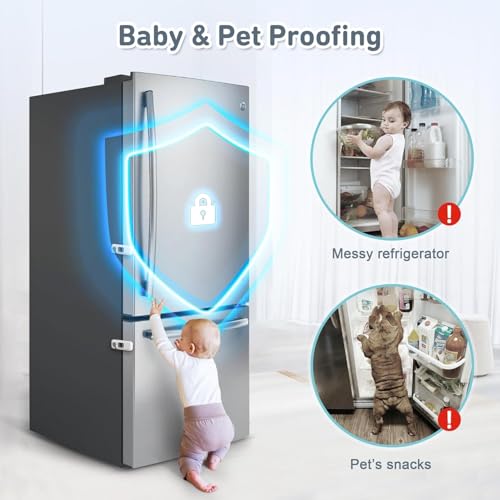 Rectangle 2 Pack Child Safety Fridge & Freezer Door Locks with 3M Adhesive - Baby and Pet Proof