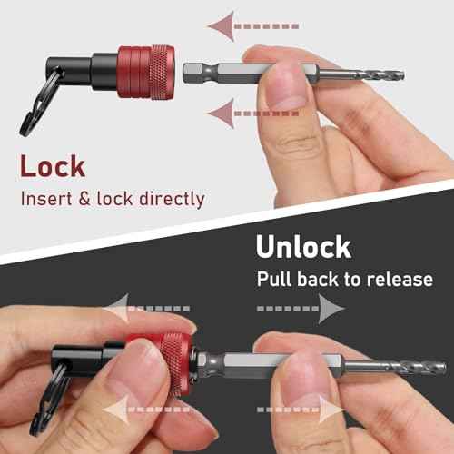 Enhanced Non-Slip Upgrade Bit Holder 6pc, 1/4 Drill Bit Holder Key Chain, Bit Holder for Impact Driver, Quick-Change for Drill Bits & Screwdriver & Drill Bit Extension, Includes Portable Carabiner