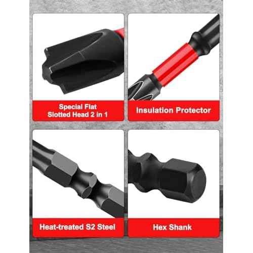 FPH2 Impact Screwdriver Bit Set - 10pcs S2 Steel Insulated Bits (65mm+110mm) for Electricians, 1/4" Hex Shank Magnetic Drill Bits for Circuit Breakers ? (10pic)