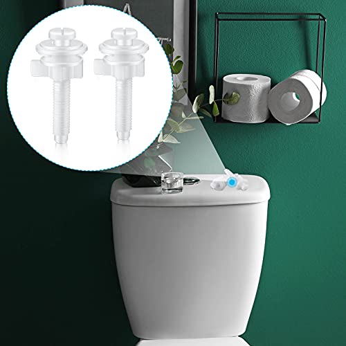 Jetec 2 Pack White Toilet Seat Screws Kit - Plastic Bolts, Nuts & Washers for Replacement