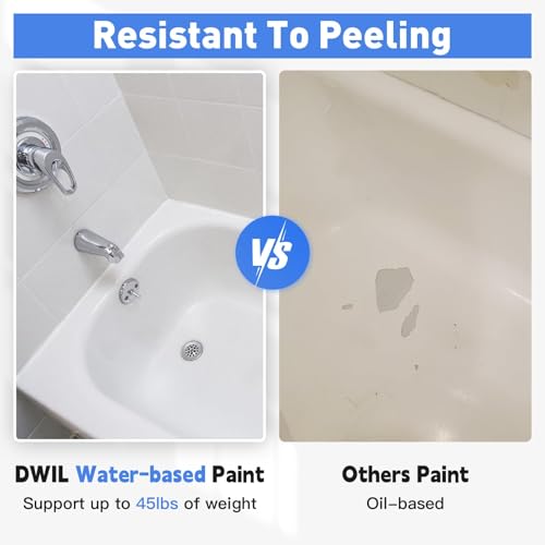 DWIL White Tile & Tub Refinishing Kit Water-Based Semi-Gloss Paint 16.5oz