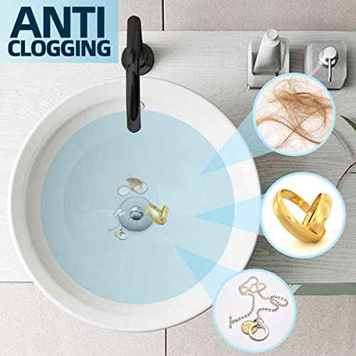 Universal 2 in 1 Bathroom Sink Stopper, Pop Up Bathroom Sink Drain Strainer with Anti-Clogging Filter Basket, Bathroom Drain Stopper Sink Plug for 1.06"-1.65" Basin Drain Holes