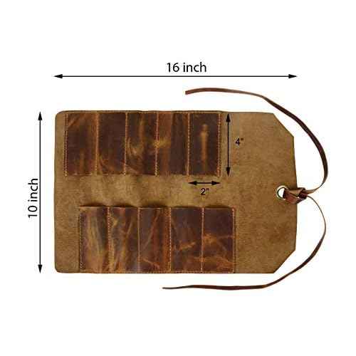Leather Tool Roll Up Pouch - Leather Tool Wrench Roll/Chisel Bag by RUSTIC TOWN