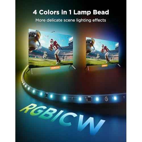 Govee TV Backlight 3 Lite with Fish-Eye Correction Function Sync to 55-65 Inch TVs, 11.8ft RGBICW Wi-Fi LED Strip Lights with Camera, 4 Colors in 1 Lamp Bead, Voice and APP Control, Adapter