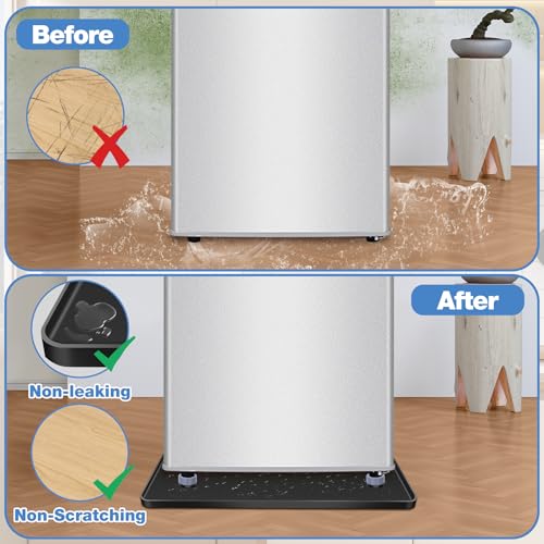 ToLanbbt 20x20x0.6" Mini Fridge Mat with 4 base raisers, Black - Drip Tray & Floor Protector