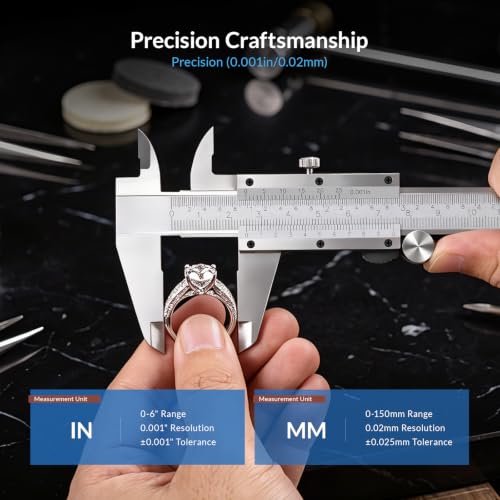 HARDELL Vernier Caliper, Slide Roller Calipers, 6-in Caliper
