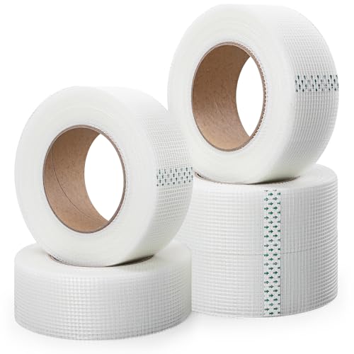CLEAR STYLE Self-Adhesive Fiberglass Drywall Joint Mesh Tape 150Ft x 2 Inch, Crack-Resistant, Strong Fiberglass Joint Tape for Seamless Drywall Repairs (5 Pack White)