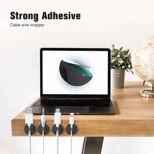 Znben 12-Pack Small Black Adhesive Cable Clips - Cord Organizer for Desk