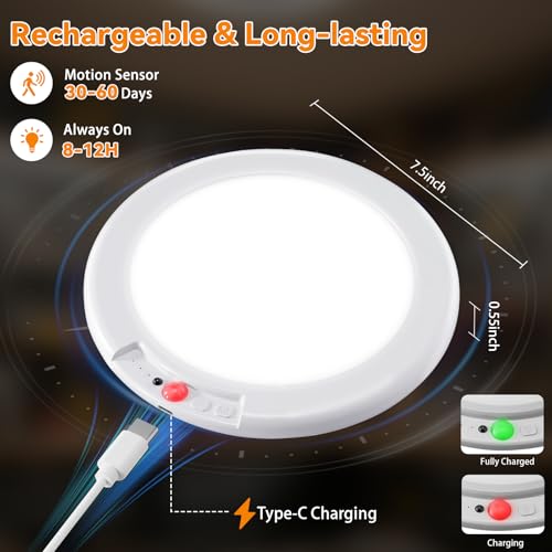 KYEKIO 2-Pack Rechargeable LED Ceiling & Shower Lights with Remote, White