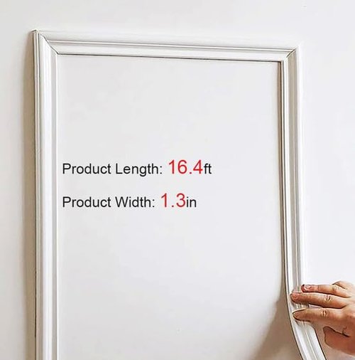 Peel and Stick Flexible Wall Molding Trim Self Adhesive Decorative Strips, DIY 3D Ceiling Trim for Home Décor on Cabinet Door Mirror Frame, 1.3in(W) ×16ft(L), White