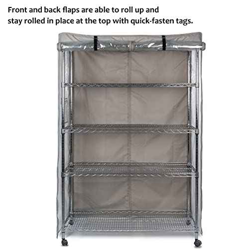 YLOVAN Storage Shelf Cover Wire Rack Shelving Dust Protective, Fits Racks 48" L x 19'' D x 72'' H Three Side See Through Panel (Cover only)