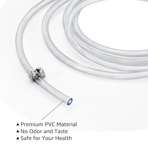10ft Clear Beer Line Tubing 3/16 ID Keg Line - Food-Grade Beer Hose with Clamps