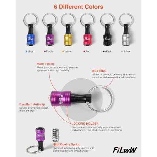 Bit Holder Keychain,6Pcs 1/4 Quick Release Driver Bit Catchers Tool Gifts for Men,Quick-Change Extension Bar Keychain Drill Screw Adapter Portable for Organizer Tool Pouch,Tool Bag