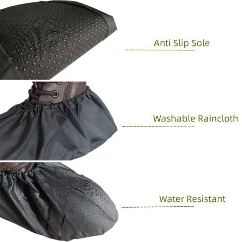 Washable Reusable Shoe Boot Covers - Non-Slip, Water-Resistant (2 Pairs, Large) for Contractors & Households - Keep Carpets, Floors, and Rooms Clean