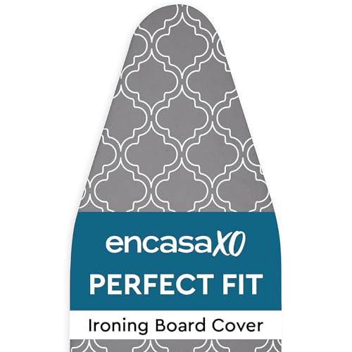 Encasa XO 49x18 inch Ironing Board Cover & Pad – Grey Tiles, Thick 3mm Felt