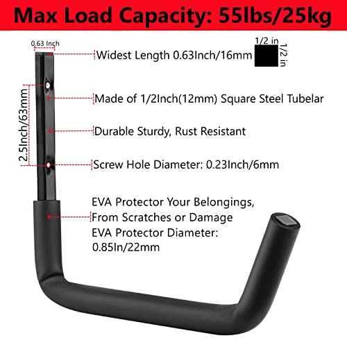 Garage Storage Ladder Hooks with 12" Jumbo Arm, 8 Pack Heavy Duty Wall Mounted Storage Hanger Utility Organizer for Bicycle, Folding Chairs, Bike and Garden Tools