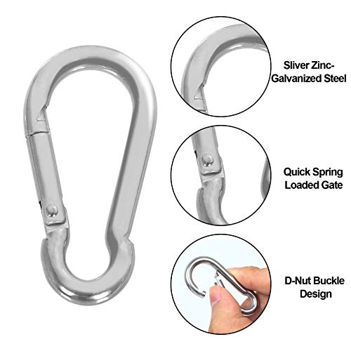 MIVIDE 50 PCS M5 x 2 Inch Spring Snap Carabiner Clips Heavy Duty Outdoor Hooks