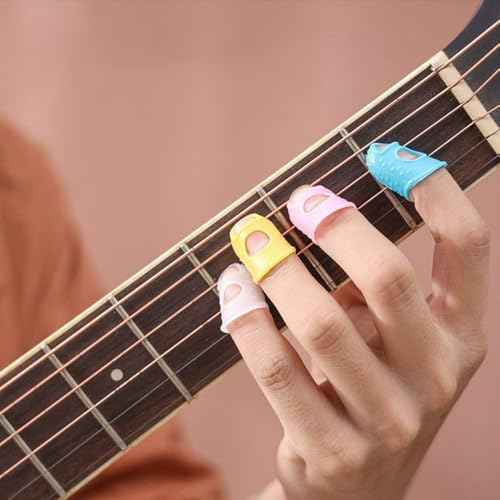 Guitar Fingertip Protectors, 25-Pack Silicone Finger Covers for Guitar/Ukulele/Banjo/Mandolin ? Breathable, Flexible, Non-Slip Practice Sleeves, Mixed Colors with Storage Case, Reusable