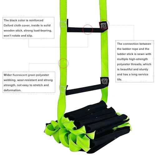 Fire Escape Ladder with 2 Heavy Hooks, 33.1 Feet Emergency Fire Ladder for 3-5 Story Homes, Reusable Safety Rope Ladders for Balcony Railing Treehouse, Green