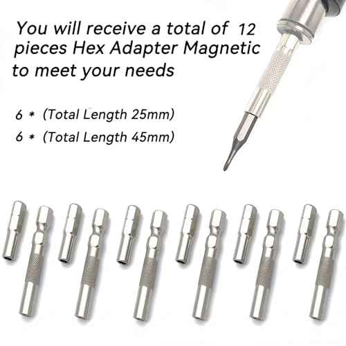 1/4 to 4mm Bit Adapter, Hex Screw Driver Bit Adapter Magnetic,6.35mm Outside To System 4mm Inside Micro Bit Drill Extension Socket Shank for Precision Bits Set Screwdriver Converter (12)