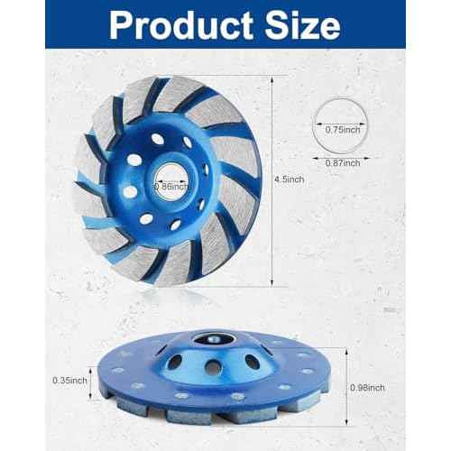 Diamond Concrete Grinding Wheel 4 1/2 inch, 12-Segment Concretes Grinding Wheel Disc for Angle Grinder Polishing and Cleaning Stone Concretes Surface, Stones, Cement, Marble