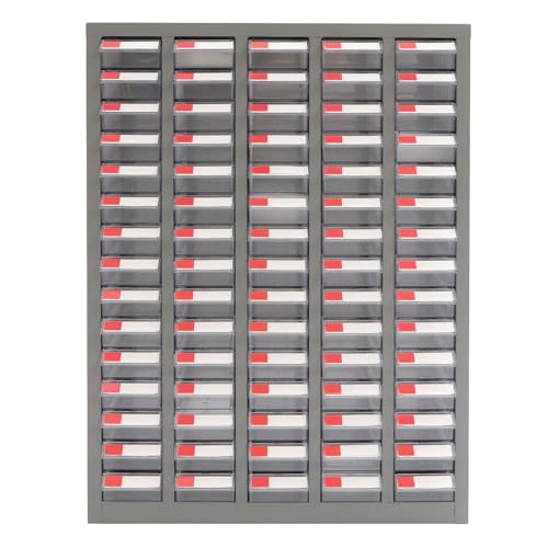 SAHUANIYE 75-Drawer Parts Cabinet, Bolt & Nut Tool Storage Organizer, Cold-Rolled Steel Grey