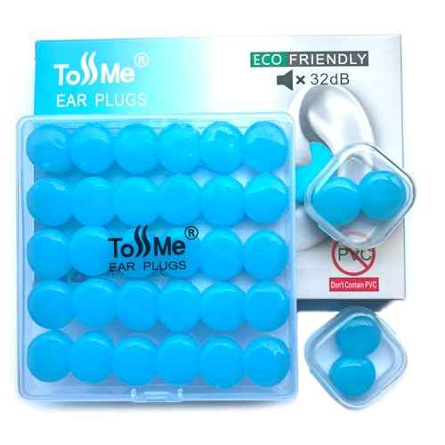 Wax Ear Plugs for Sleep - 34 Silicone Wax Earplugs for Swimming and Sleeping - Gel Ear Plugs for Noise Cancelling, Ear Protection - 32dB Noise Reduction earplugs (34-Pieces) Blue