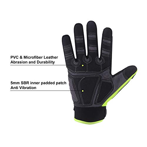 HLDD HANDLANDY Anti Vibration Work Gloves ? Heavy Duty Safety Gloves for Mechanic, Power Tools, Construction, and Landscaping