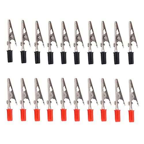 Metal Alligator Clips Electrical Test Clamps with Plastic Hands Red Black Kit 20PCS