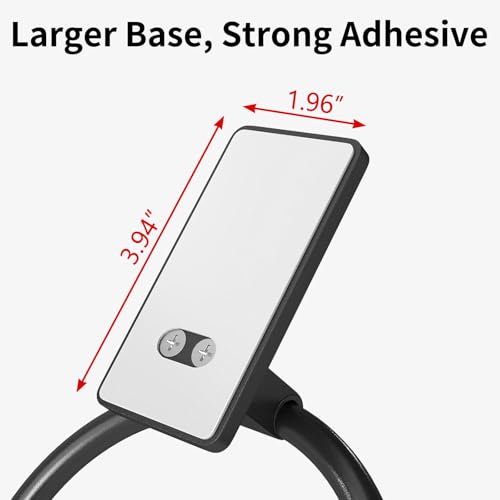 STWWO Black Adhesive Hand Towel Ring for Bathroom, No Drill, Rustproof
