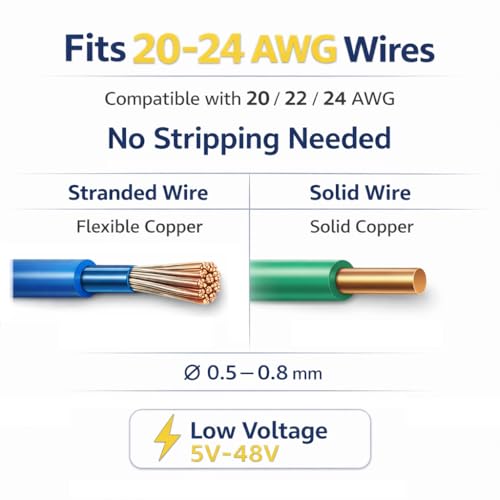 SLLHUT 4-Pin Low Voltage Wire Splice Connectors for 20-24 AWG LED & RV Wiring — 10 Pcs