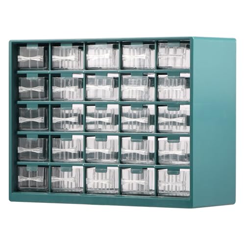 Kaimenhong 25-Grid Deep Green Drawer Parts Cabinet with 50 Dividers