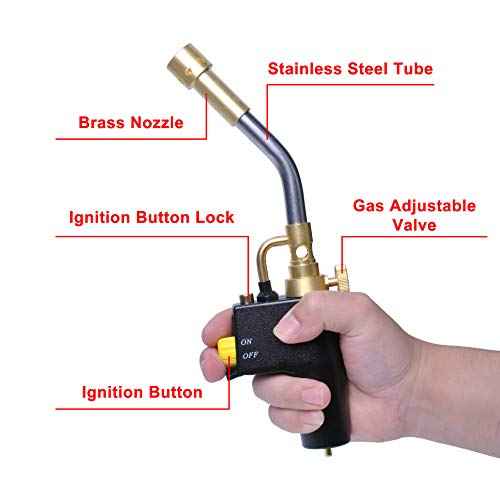 Wadoy Propane Torch Head Kit with 3 Nozzles, High Intensity Trigger-Start Soldering Torch Compatible with Bernzomaticc MAPP Propane for Soldering, Brazing, Welding, Map Gas Torch Head TS8000