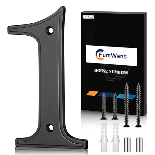 FumWens 5 Inch Black House Numbers, Large Modern Outdoor Address Sign - Variation Black 1