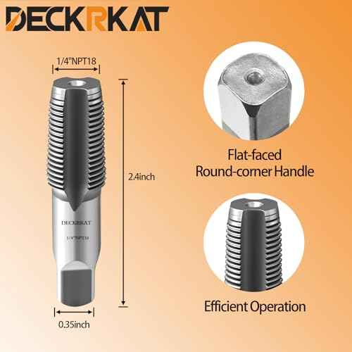 DECKRKAT 2-Piece 1/4" NPT Pipe Tap - High Carbon Steel Pipe Threading Tool, 18 Threads Per Inch Precision Internal Tap for Plumbers, Mechanics & DIY, with Protective Case.