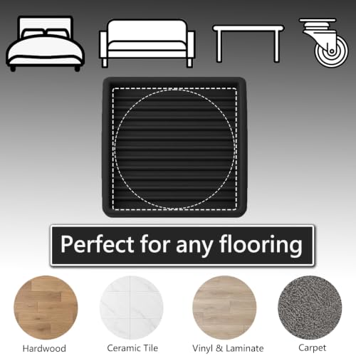 Jayen 2x2 Inch Non-Slip Furniture Caster Cups - 4 Black Floor Protectors