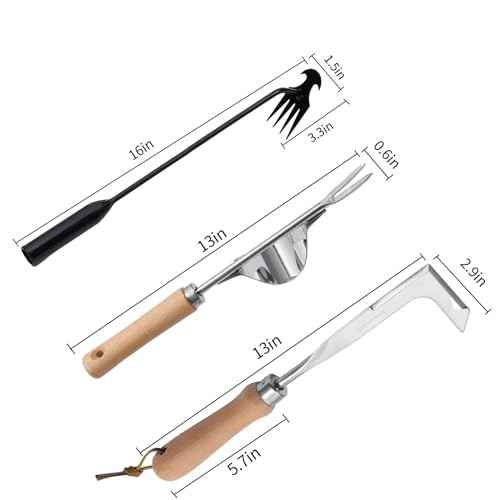 3 Pack Weed Puller Tool, Manual Hand Weeder Paver, Crack Weeder, Stainless Steel Crevice Weeding Digger Tool, Paving Brick Moss Removal, L-Shape Gardening Crack Sickle for, Lawn Edger and Driveway