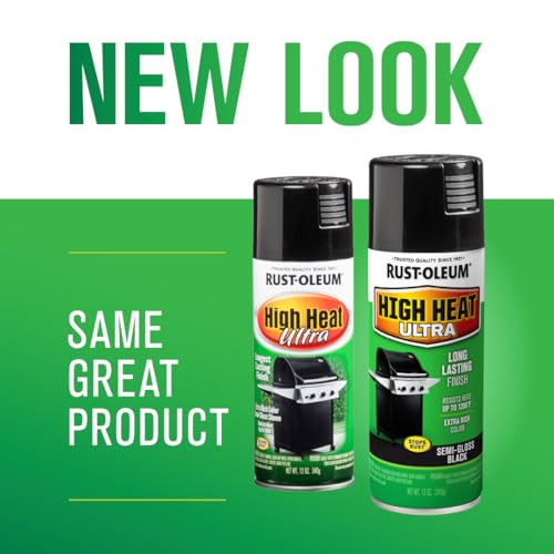Rust-Oleum High Heat Ultra Semi-Gloss Black Spray Paint 12oz - Indoor & Outdoor Metal Protection